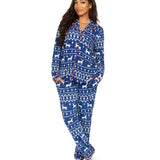 Women's Blue Reindeer Lapel Pajama Set