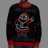 Men's Ho Ho Hello Neon LED Light Up Ugly Christmas Sweater