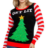 Women's Get Lit Light Up Ugly Christmas Sweater