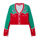 Women's Christmas Cowgirl Cropped Cardigan Sweater
