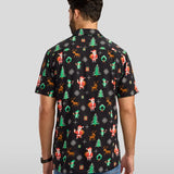 Men's 8-Bit Santa Button Down Shirt