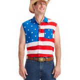 Men's Sleeveless Stripes Button Down Shirt