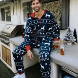 Men's Blue Reindeer Jumpsuit
