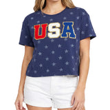 Women's Sparkler USA Patch Cropped Tee