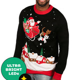 Men's Meowy Christmas Sleigh Light Up Ugly Christmas Sweater