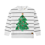 Toddler Boy's White Striped Tree Sweater