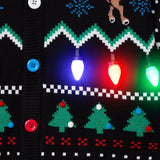 Men's Fair Isle Rudolph Light Up Christmas Cardigan Sweater