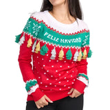 Women's Feliz Navidad Tassel Ugly Christmas Sweater