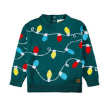 Toddler Boy's Green Christmas Lights Sweater