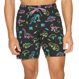 Neon Dinosaur Stretch Swim Trunks - 7.5" Inseam