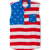 Men's Sleeveless Stripes Button Down Shirt