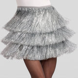 Women's Silver Tinsel Fringe Shorts