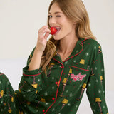 Women's Christmas Story Leg Lamp Lapel Pajama Set