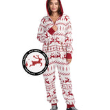 Women's Red and White Fair Isle Knit Jumpsuit