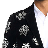 Men's Sequined Snowflake Velvet Blazer