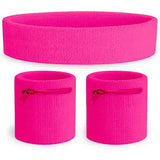 Neon Pink Zippered Sweatband Set