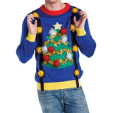 Men's Ugly Christmas Tree Sweater with Suspenders