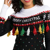 Women's Merry Christmas Tassel Sweater Dress