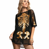 Gold Skeleton Mesh Costume Dress