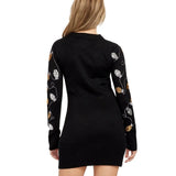 Women's Christmas Light Strand Sequin Sweater Dress