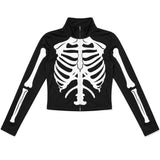 Women's Skeleton Long Sleeve Crop Top