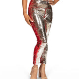 Red and Silver Reversible Sequin High Waisted Leggings