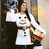 Women's Snowman Scarf Plus Size Sweater Dress
