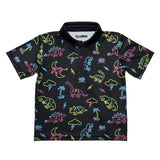 Toddler Boy's Neon Dinosaur Golf Polo