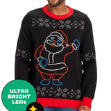 Men's Ho Ho Hello Neon LED Light Up Ugly Christmas Sweater