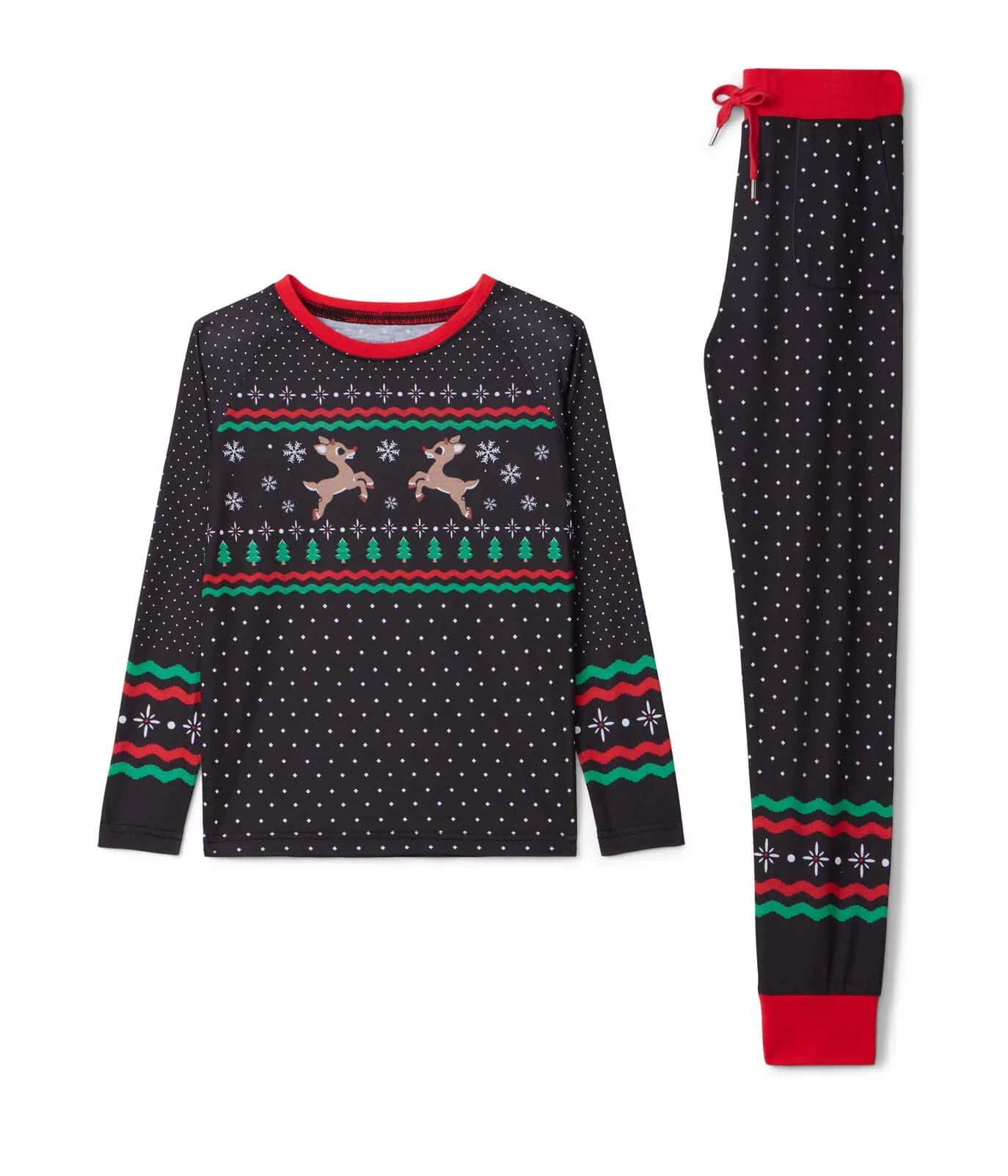 Boy's Fair Isle Rudolph Crew Neck Pajama Set
