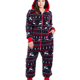 Women's Black and Red Fair Isle Plus Size Jumpsuit