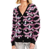 Women's Deck The Disco Balls Light Up Cardigan Sweater