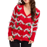 Women's Tinsel Ugly Christmas Cardigan Sweater