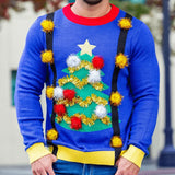 Men's Ugly Christmas Tree Sweater with Suspenders