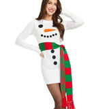 Women's Snowman Scarf Sweater Dress
