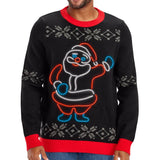 Men's Ho Ho Hello Neon LED Light Up Ugly Christmas Sweater