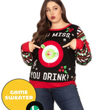 Women's Drinking Game Plus Size Ugly Christmas Sweater