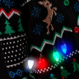 Women's Fair Isle Rudolph Light Up Christmas Cardigan Sweater