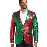 Men's Red and Green Sequin Blazer