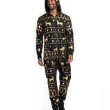 Men's Gold Foil Fair Isle Reindeer Jumpsuit