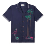Men's Festive Flamingo Linen Cabana Shirt
