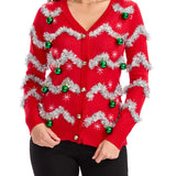 Women's Tinsel Ugly Christmas Cardigan Sweater