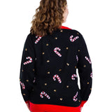 Women's Sequin Candy Cane Plus Size Cardigan Sweater