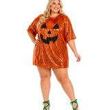Sequined Pumpkin Plus Size Costume Dress