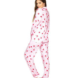 Women's Pink Santa Lapel Pajama Set