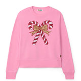 Women's Pink Sequin Candy Cane Sweatshirt
