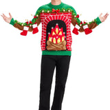 Men's Festive Fireplace Light Up Ugly Christmas Sweater