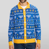 Men's Menorah Print Cardigan Sweater