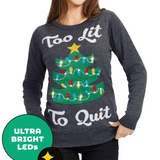 Women's Too Lit Light Up Ugly Christmas Sweater