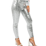 Silver Sequin High Waisted Leggings